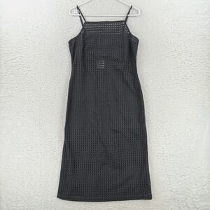 Walter Baker Dress Womens 10 Black Eyelet Lace Square Neck Midi Sheath W71589